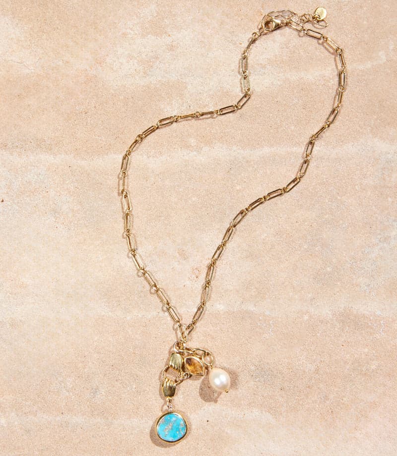 Chan Luu Pearl and Turquoise Dangle Necklace