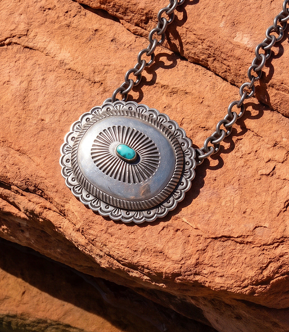 Embellished Sterling Silver Turquoise Necklace