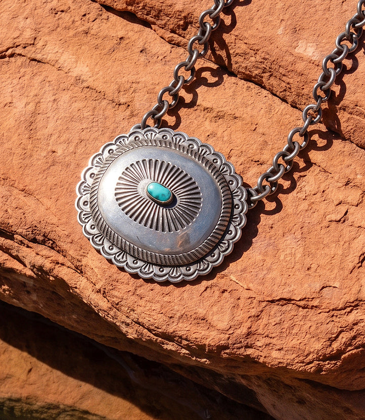 Embellished Sterling Silver Turquoise Necklace