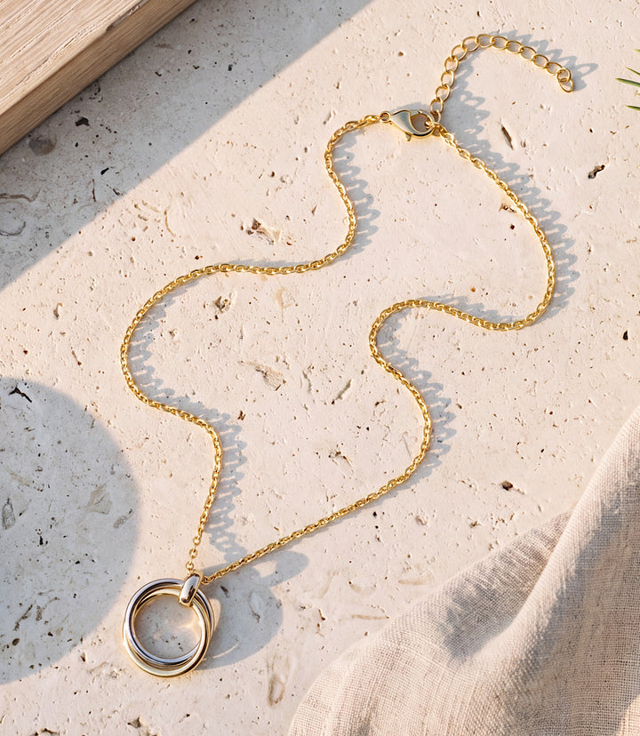 Mixed Metal Hoop Necklace