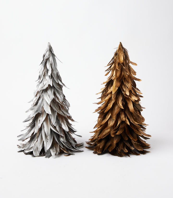 Flocked Feather Metallic Tree