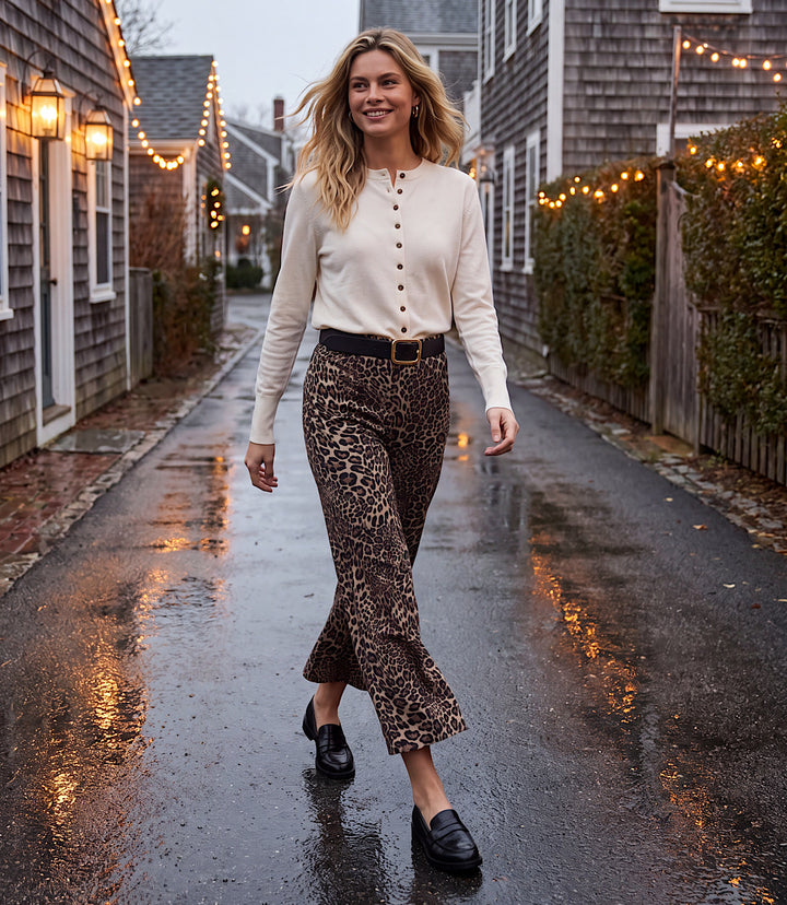 Corduroy Cropped Wide-Leg Pants