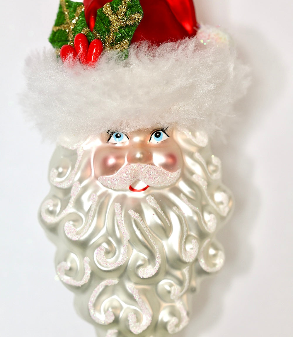 Tall Hat Santa Glass Ornament