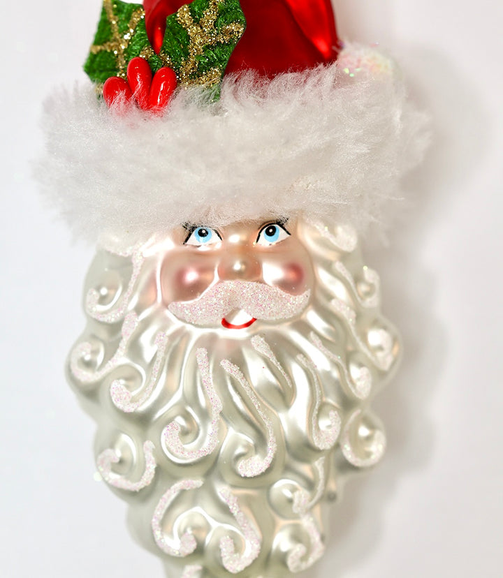 Tall Hat Santa Glass Ornament