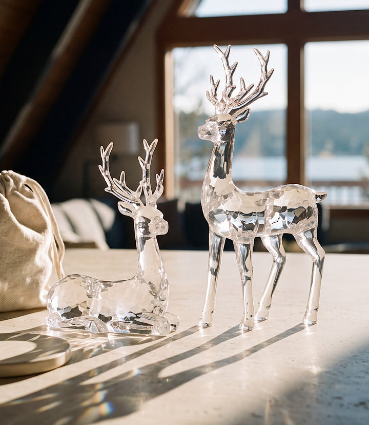 Acrylic Deer Sculptures, Set Of 2