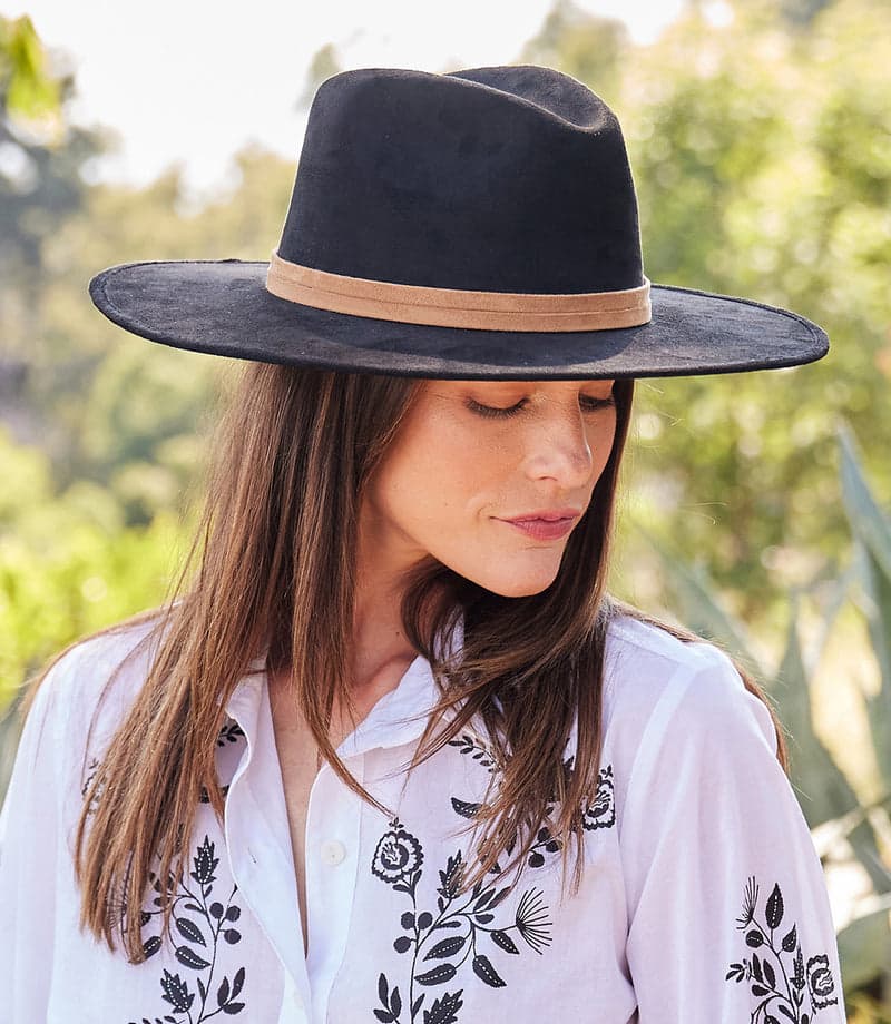 Faux Suede Fedora Hat