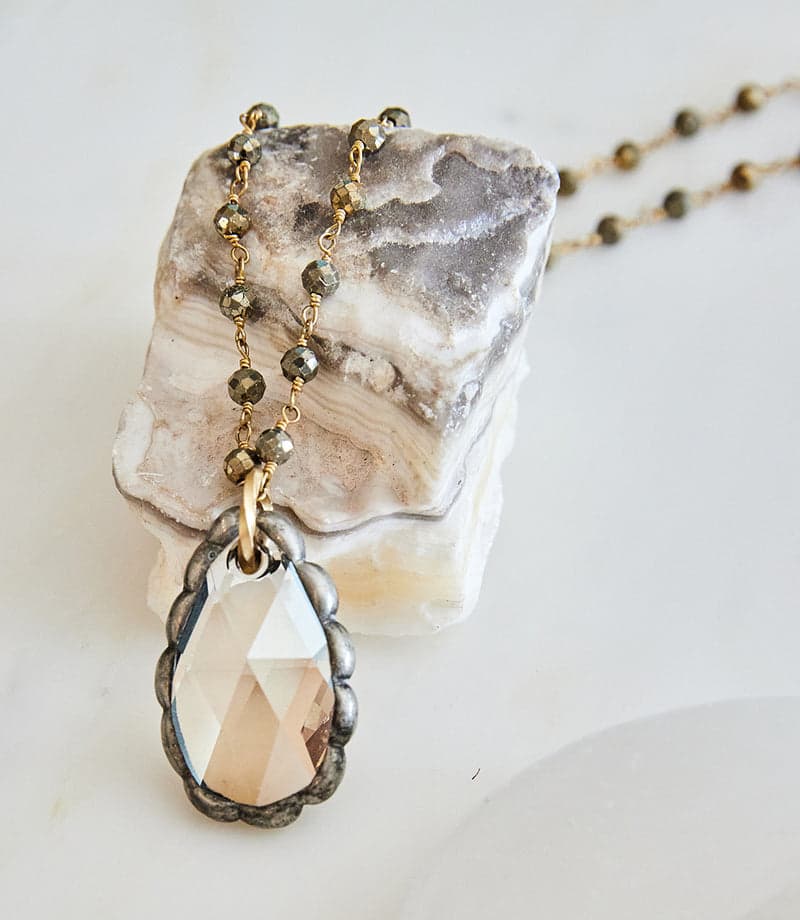 Pyrite Crystal Pendant Necklace