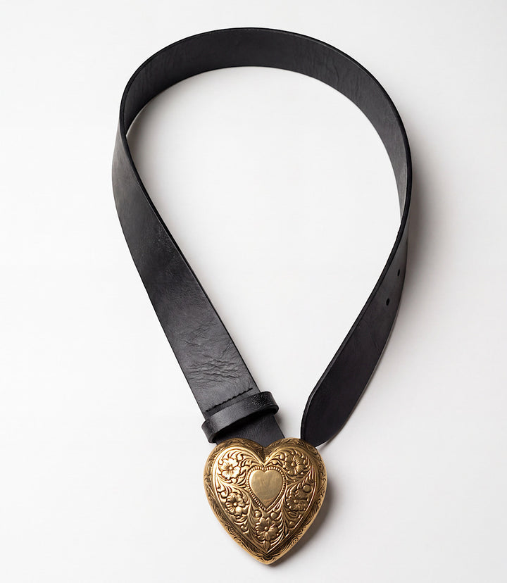 Streets Ahead Leather Embellished Heart Buckle Belt