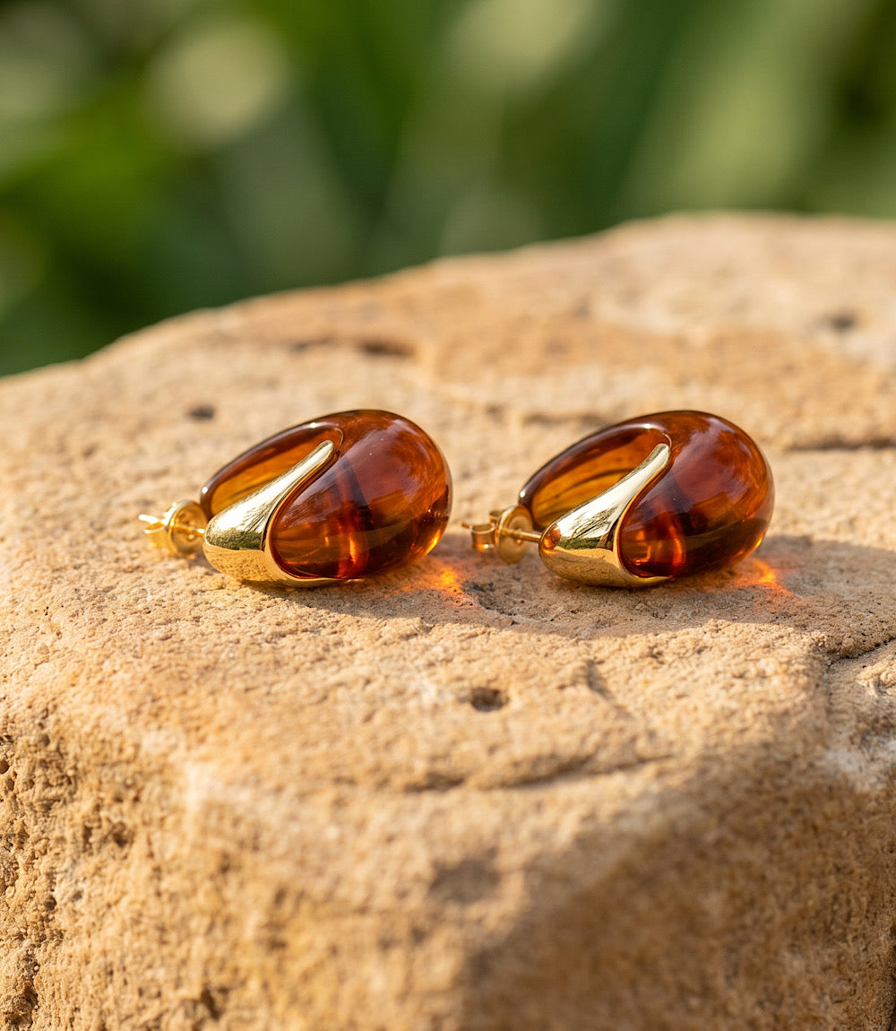 Amber Hoop Earrings