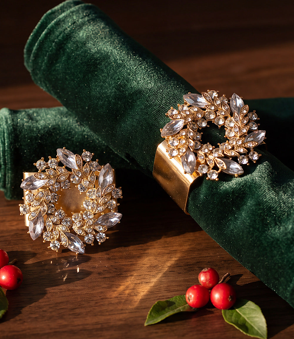 Jeweled Wreath Napkin Rings, Set Of 4