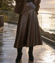Faux Leather Midi Skirt