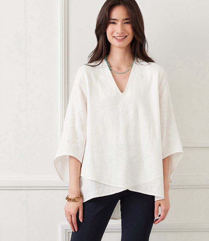 Bracelet Sleeve Embroidered Asymmetric Top