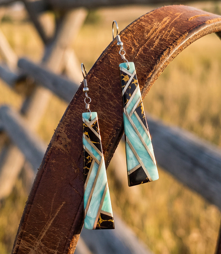 Vintage Larimar Inlay Earrings