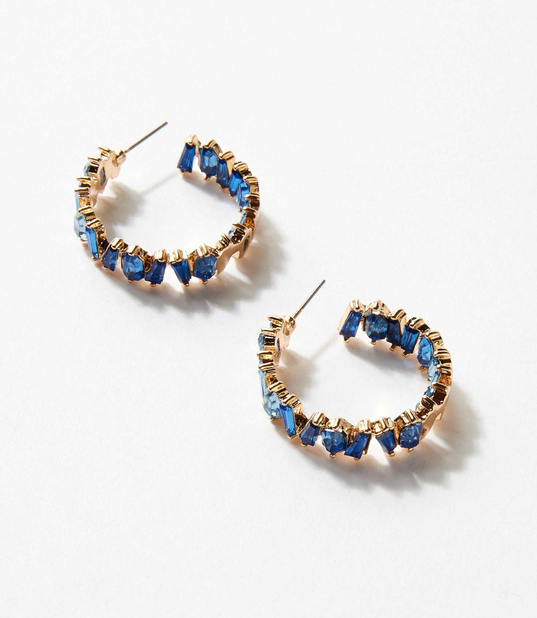 Angled Crystal Hoop Earrings