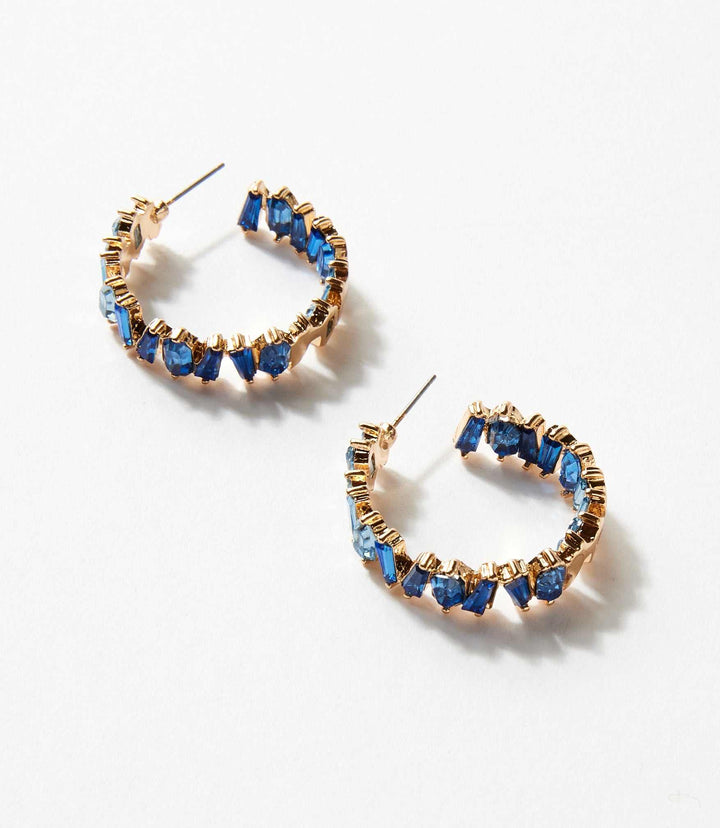 Angled Crystal Hoop Earrings