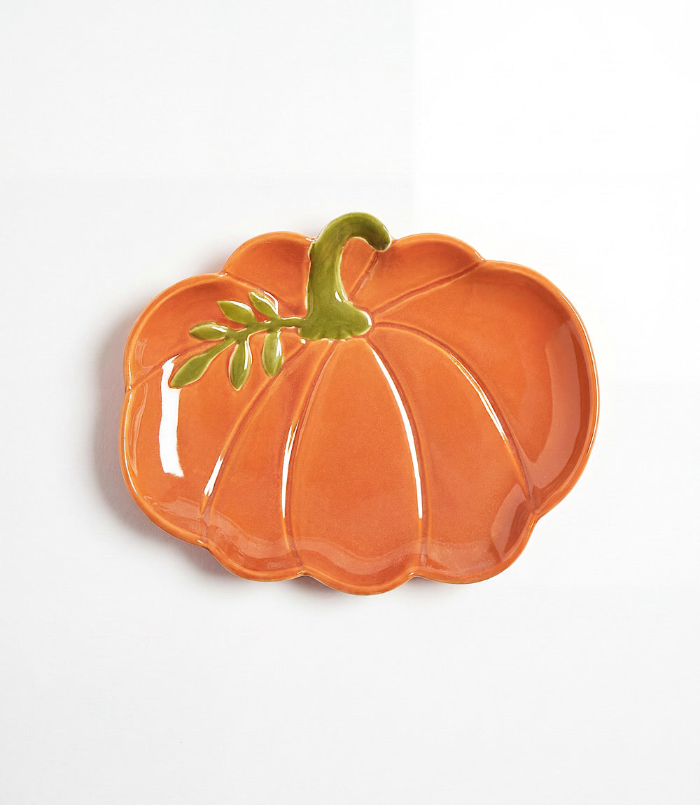 Porcelain Pumpkin Tidbit Plate