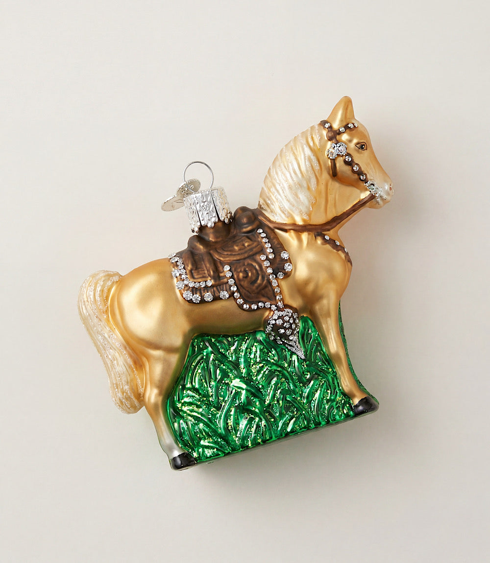 Western Horse Glass Ornament