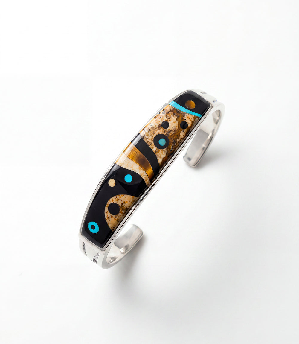 Sterling Silver Mosaic Inlay Cuff Bracelet