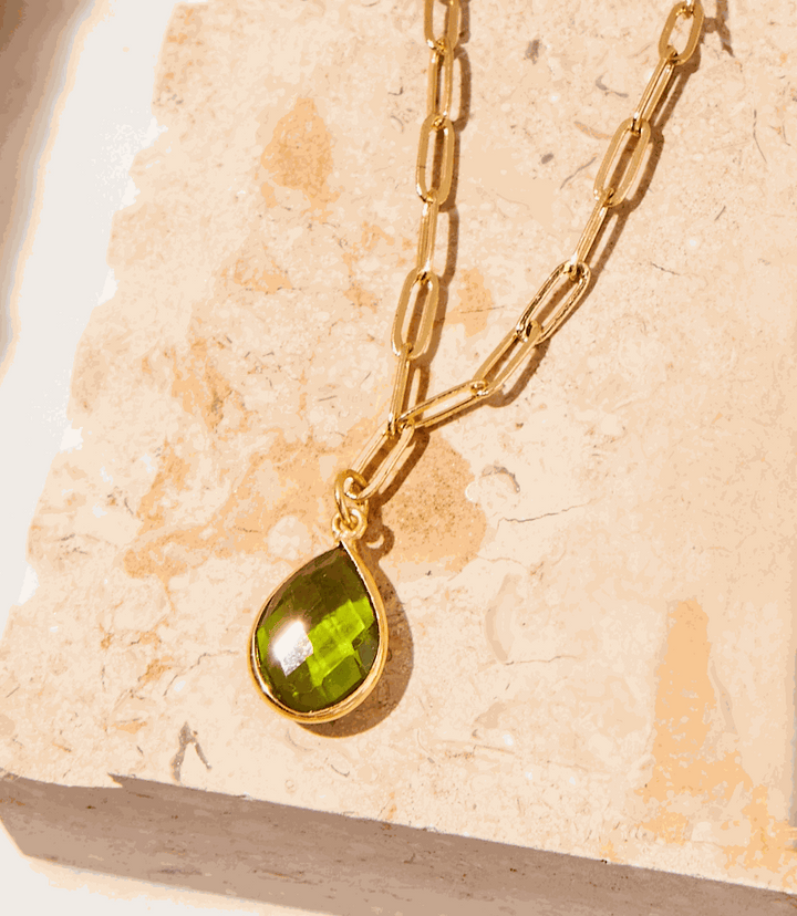 Peridot Gemstone Teardrop Necklace