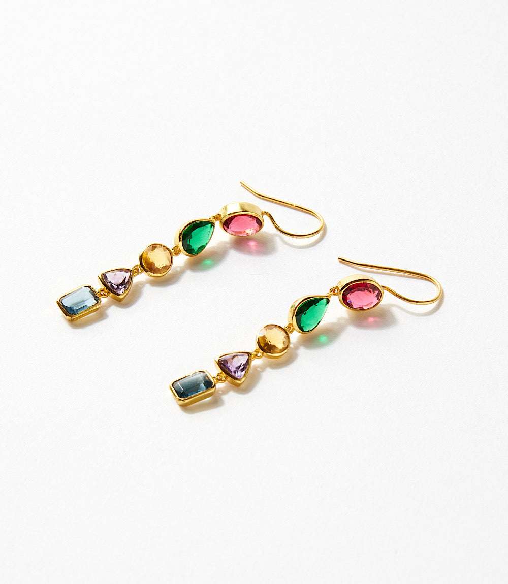 Mixed Gemstone Dangle Earrings