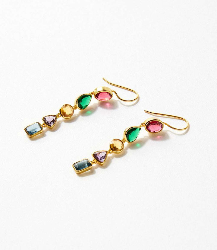 Mixed Gemstone Dangle Earrings