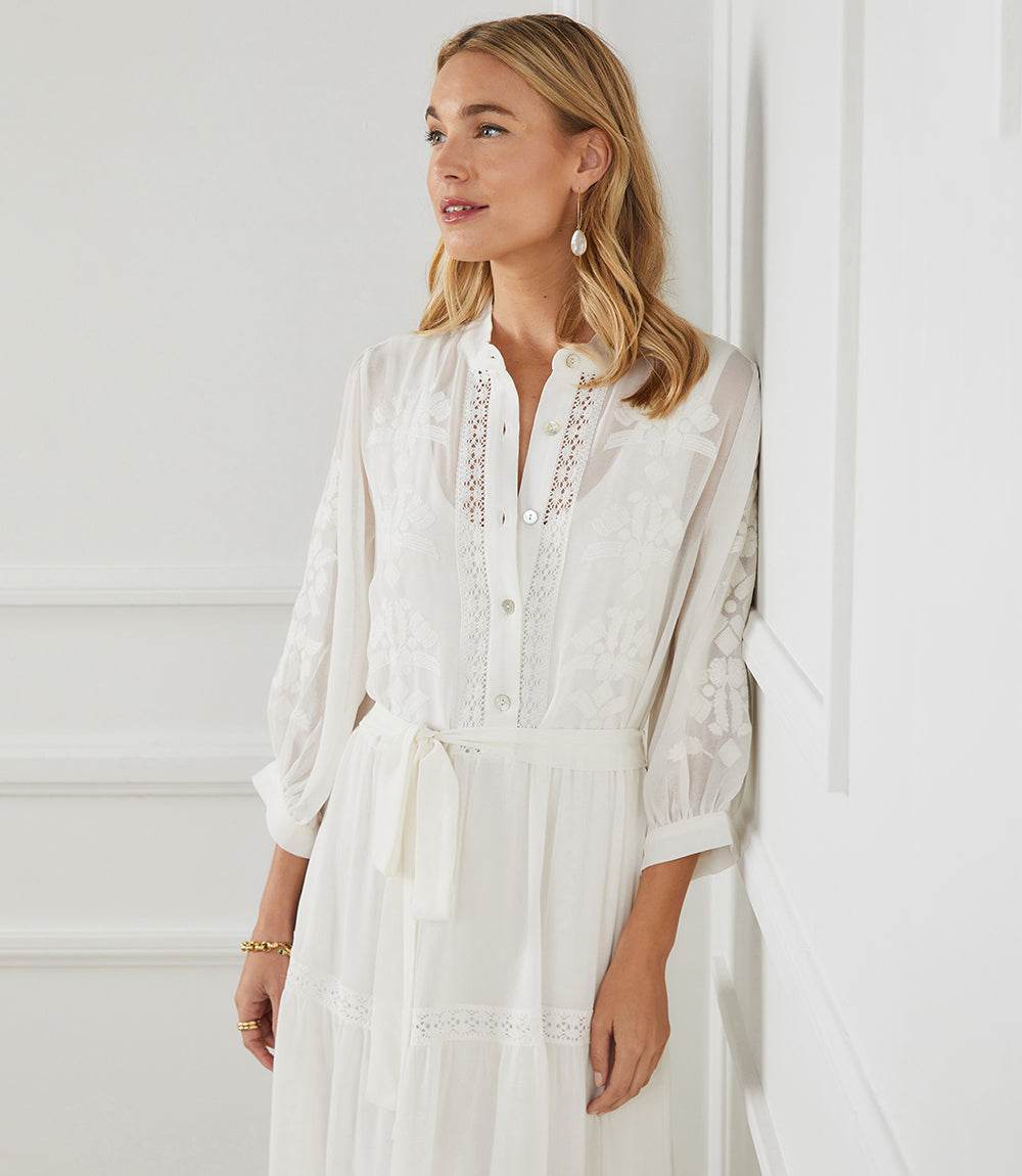 Embroidered Tiered Dress