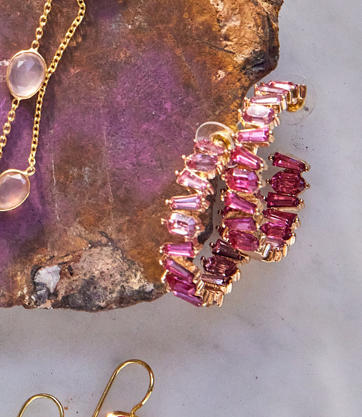 Angled Crystal Hoop Earrings