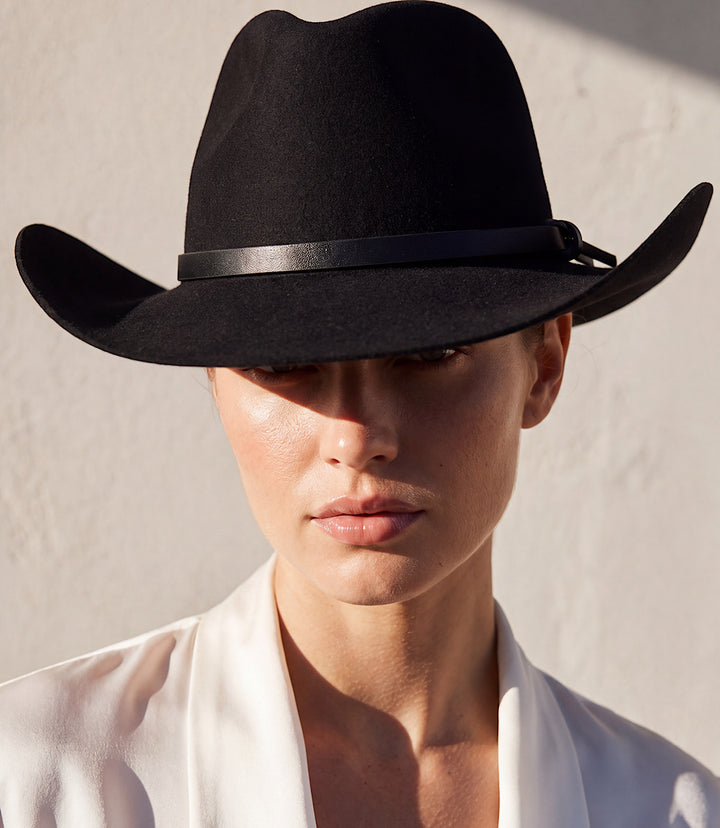 Wool Rancher Hat With Leather Belt