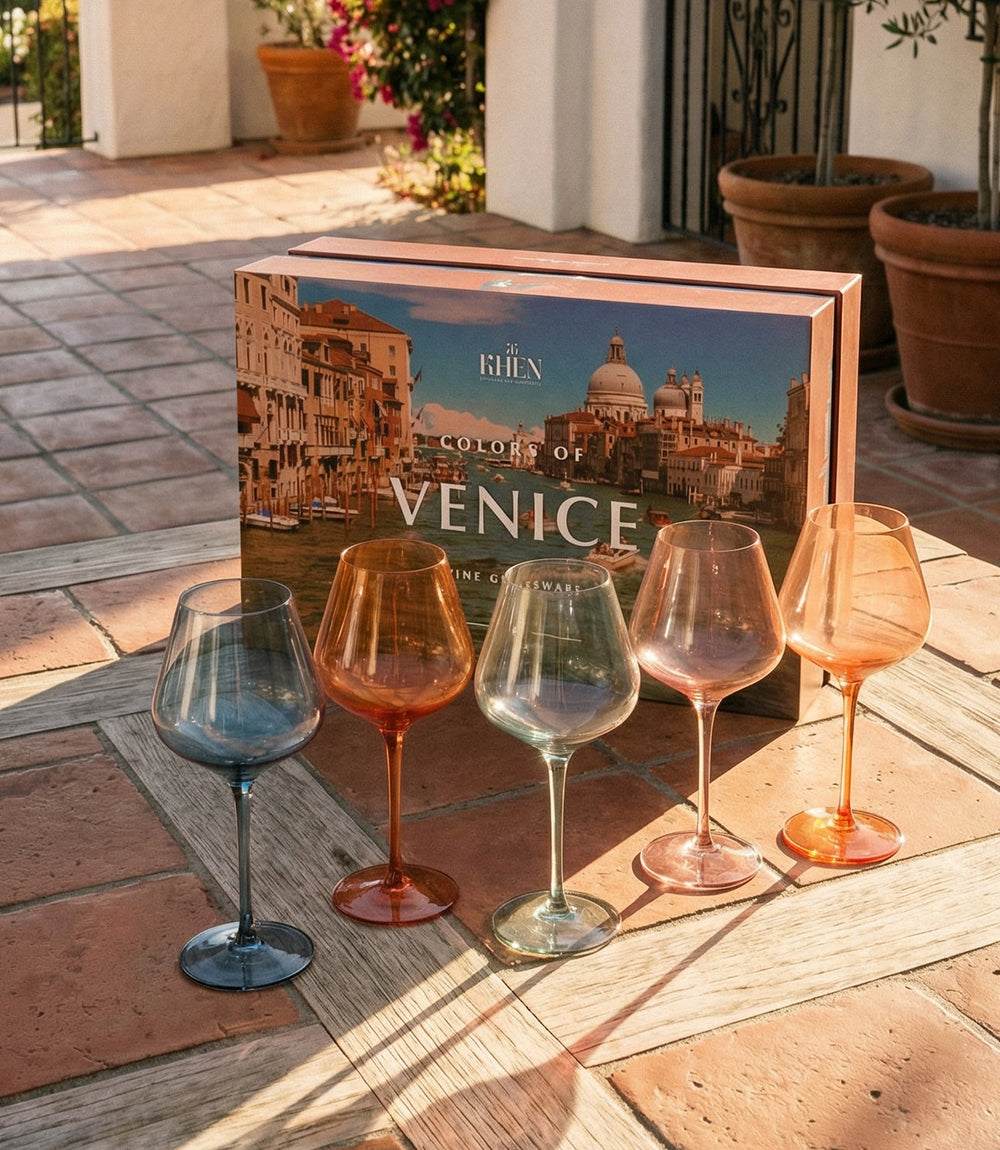 Colors Of Venice Wine Glasses - Elegant Set of 5 for Special