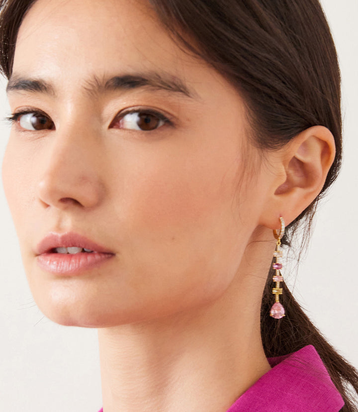 Multi Gemstone Drop Earrings