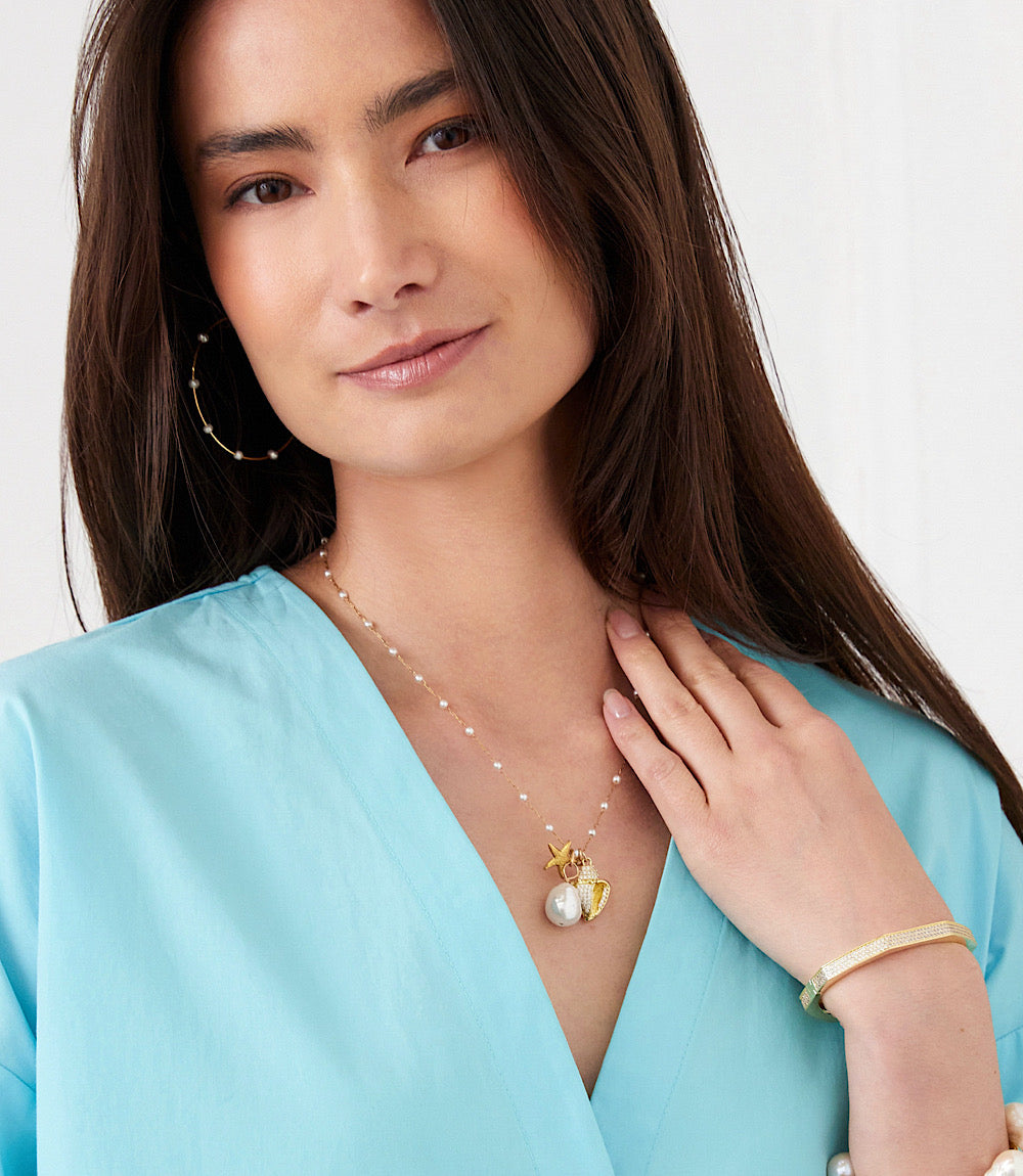Pearl Beaded Ocean Charm Necklace – Karen Kane