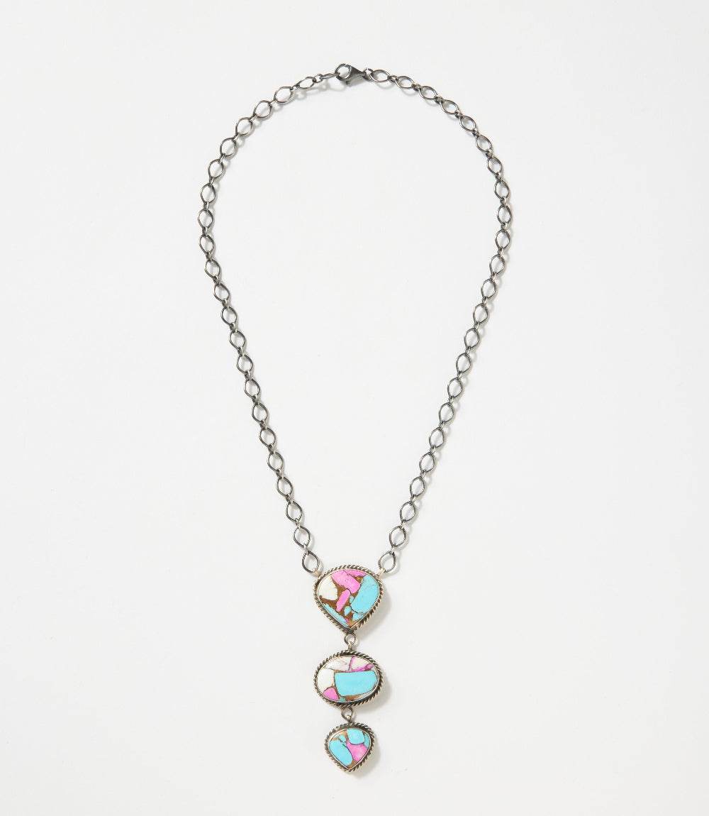 Cotton Candy Turquoise Triple Drop Necklace