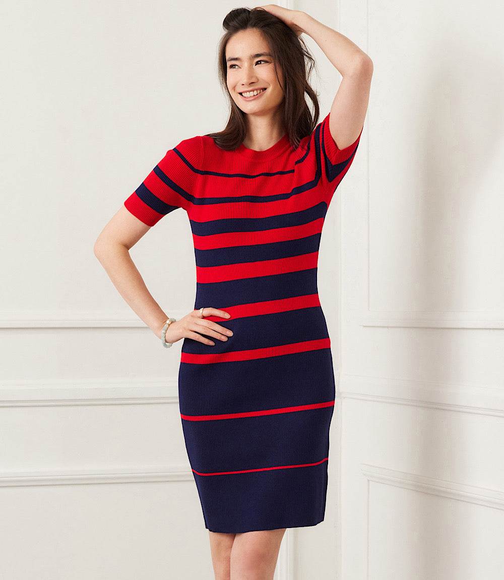 Stripe Ribbed Sweater Dress