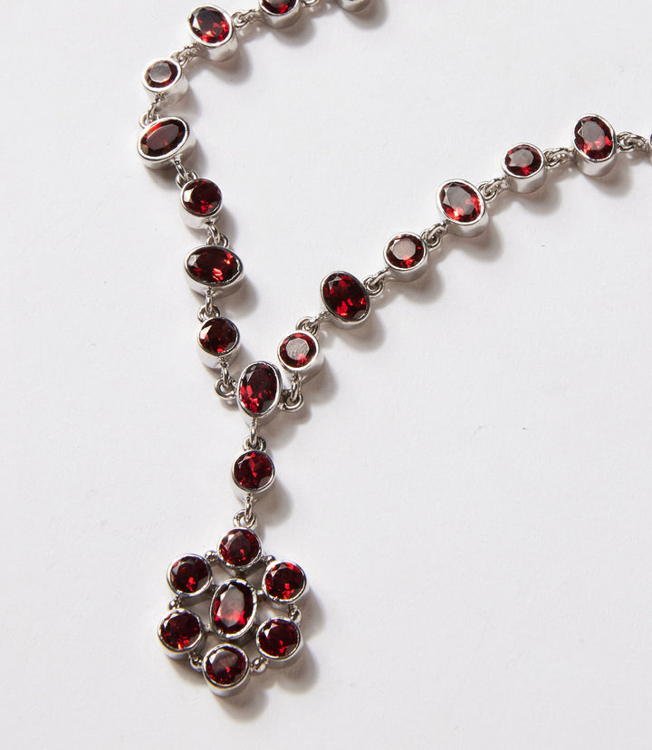 Sterling Silver Garnet Gemstone Necklace