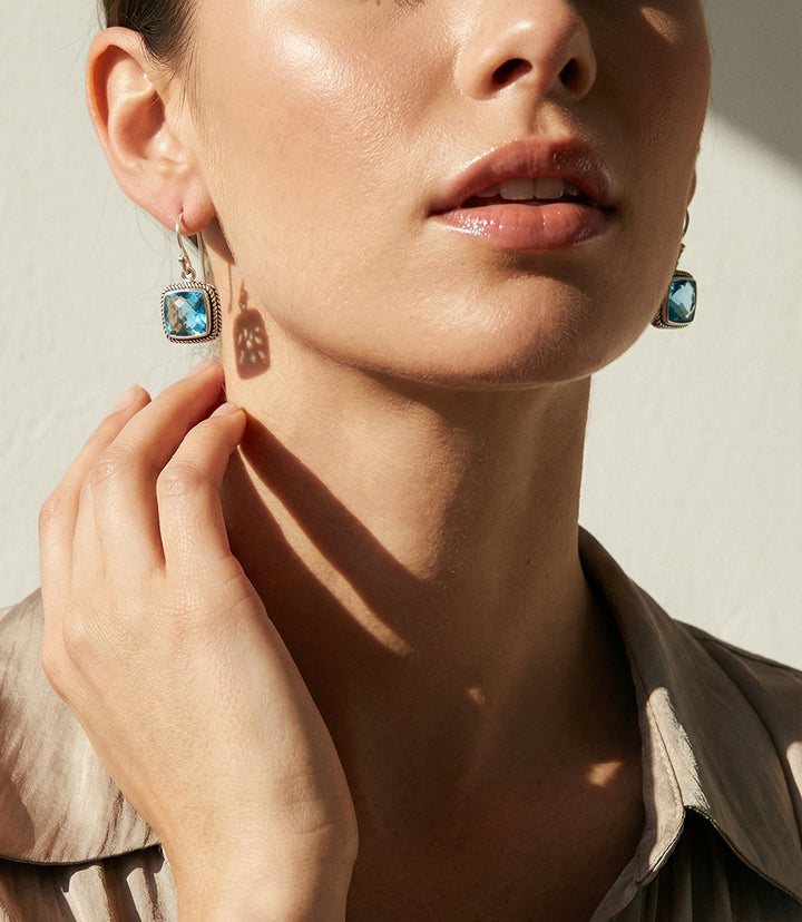 Embellished Sterling Silver Gemstone Earrings