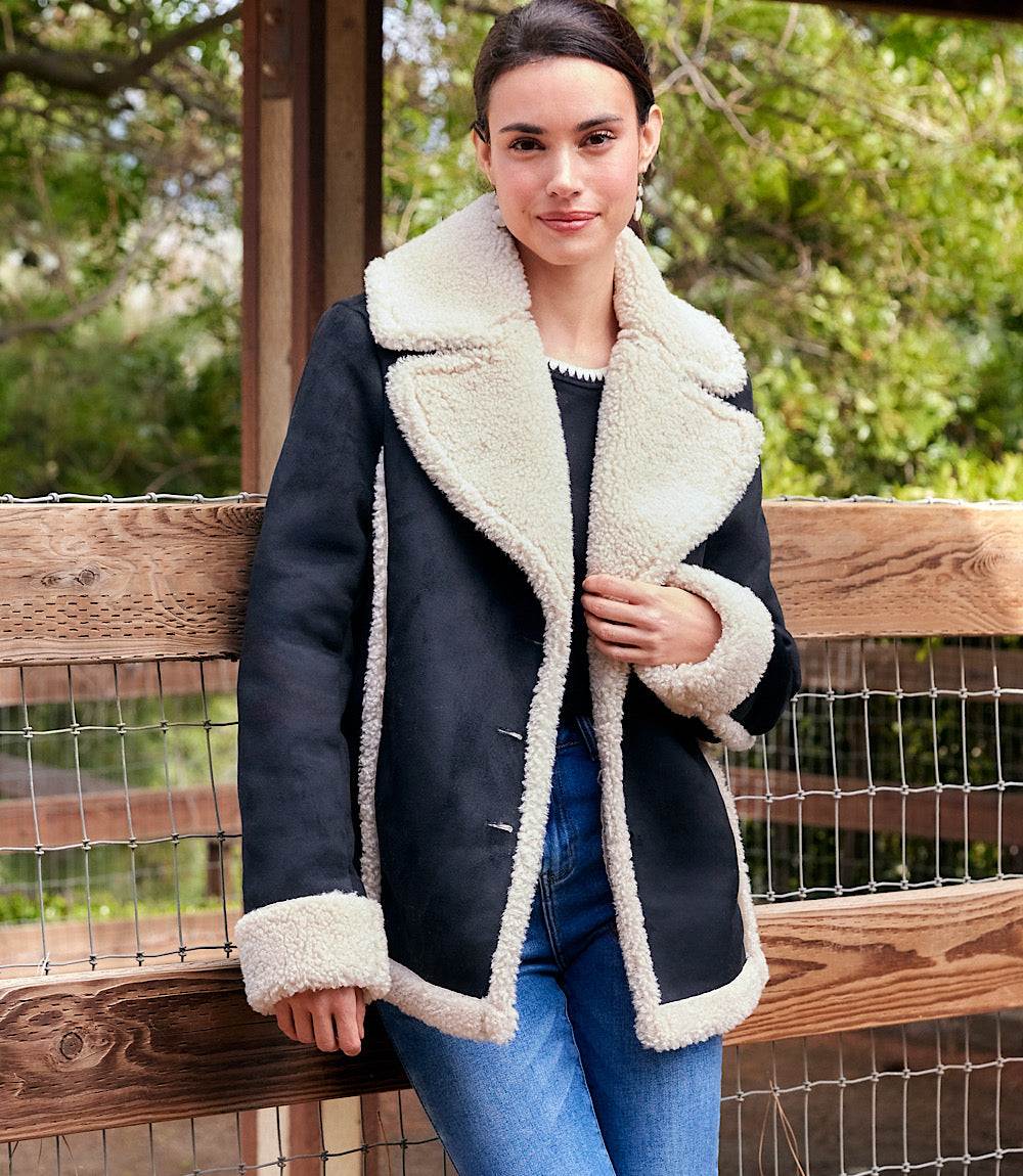 Faux Suede Shearling Jacket