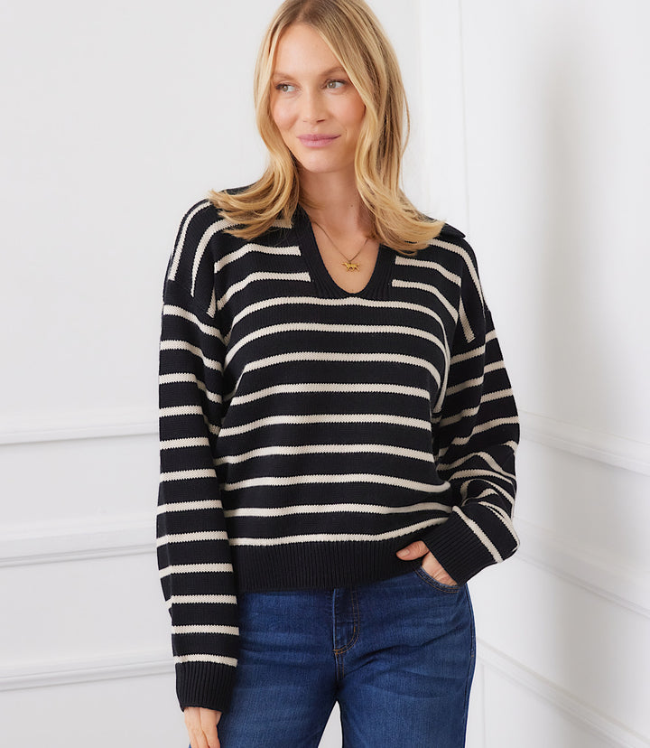 Stripe Polo Sweater