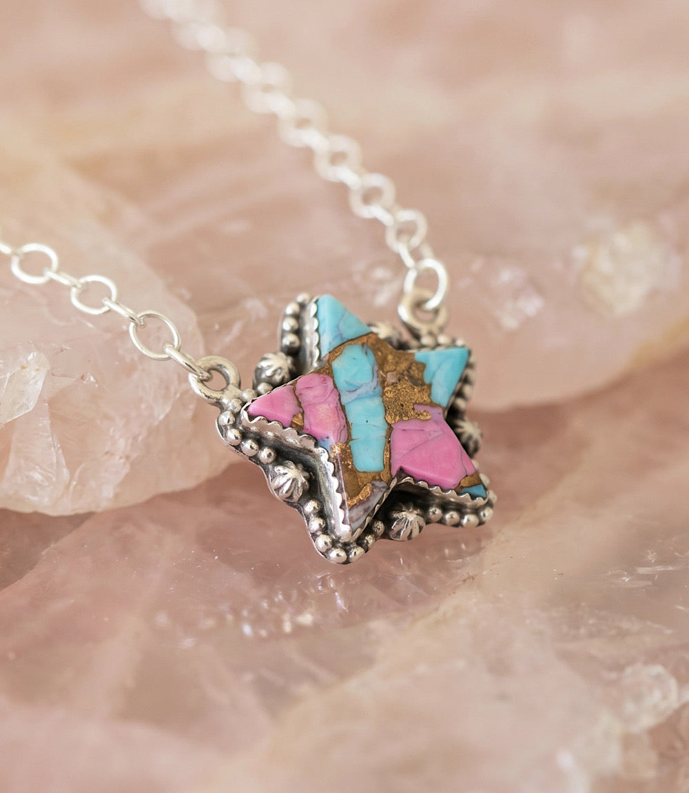 Cotton Candy Turquoise Star Necklace