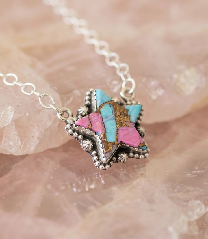 Cotton Candy Turquoise Star Necklace