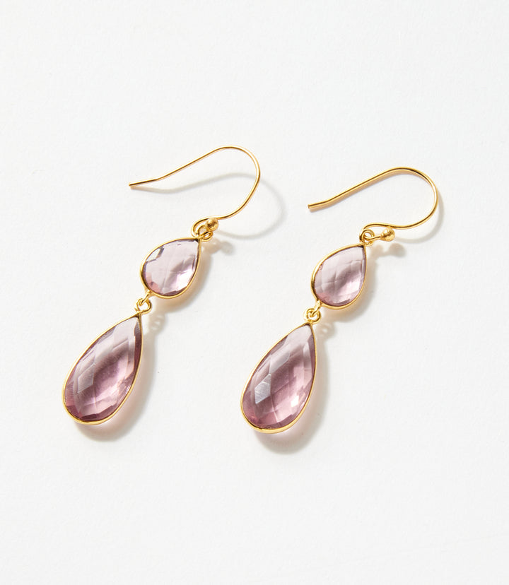Double Teardrop Gemstone Earrings