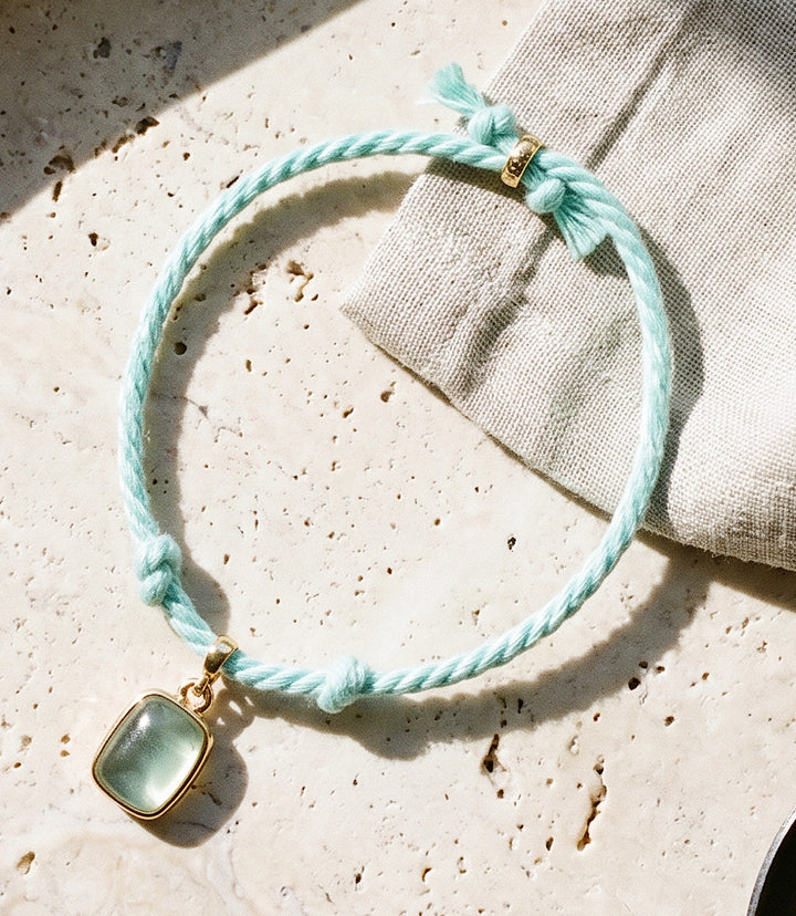 Rectangular Gemstone Cord Bracelet