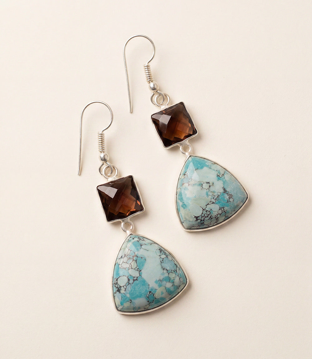 Turquoise Triangle Pendant Earrings