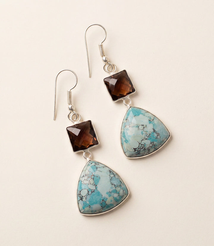Turquoise Triangle Pendant Earrings