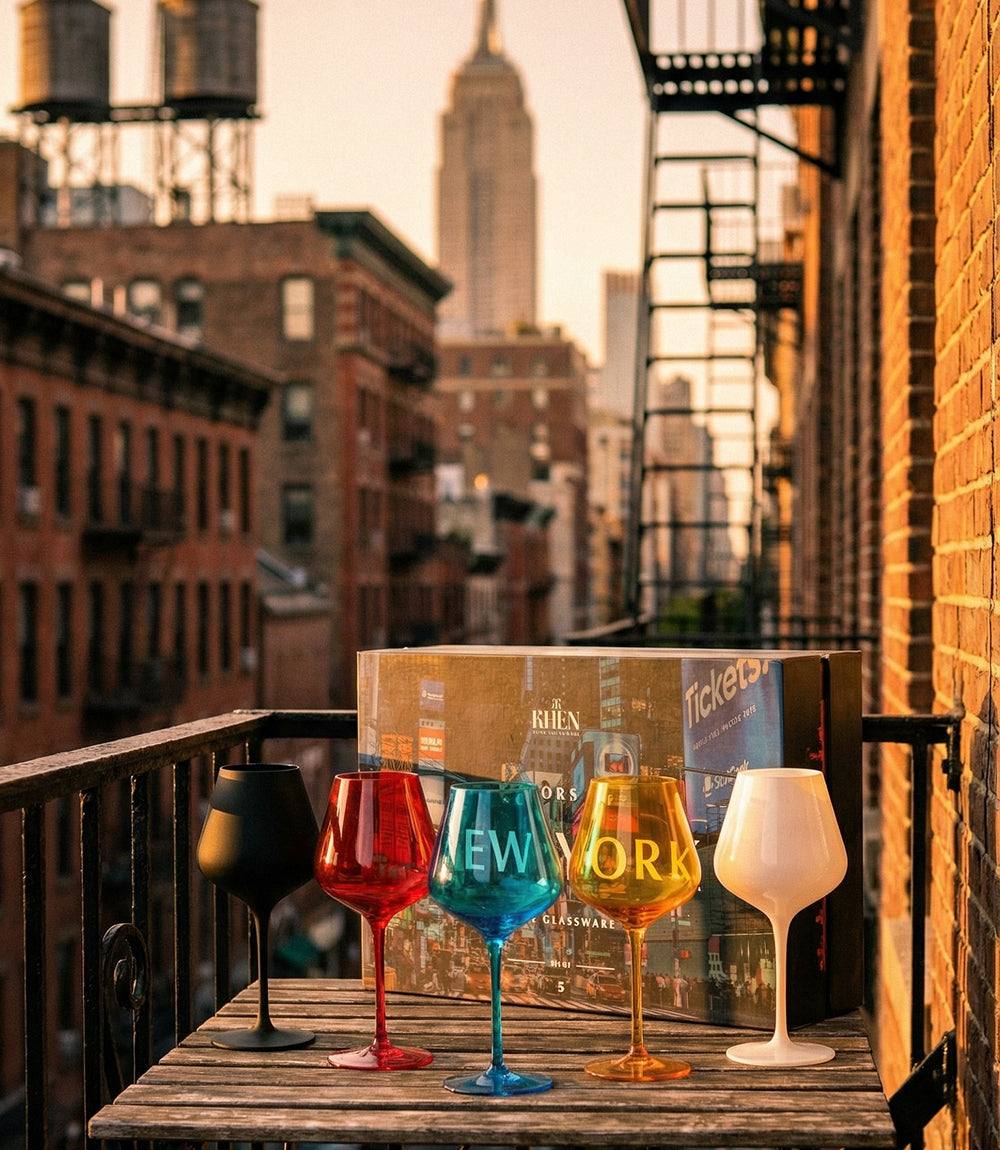 Colors Of New York Wine Glasses, Set Of 5