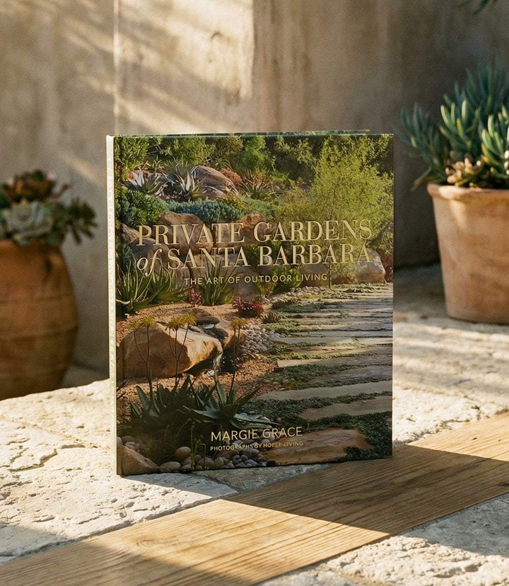 Private Gardens of Santa Barbara book showcasing 18 distinctive private gardens with diverse styles in an elegant hardcover format
