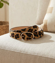 Streets Ahead Leopard Print Belt with gold-plated brass buckle on Italian cowhide leather