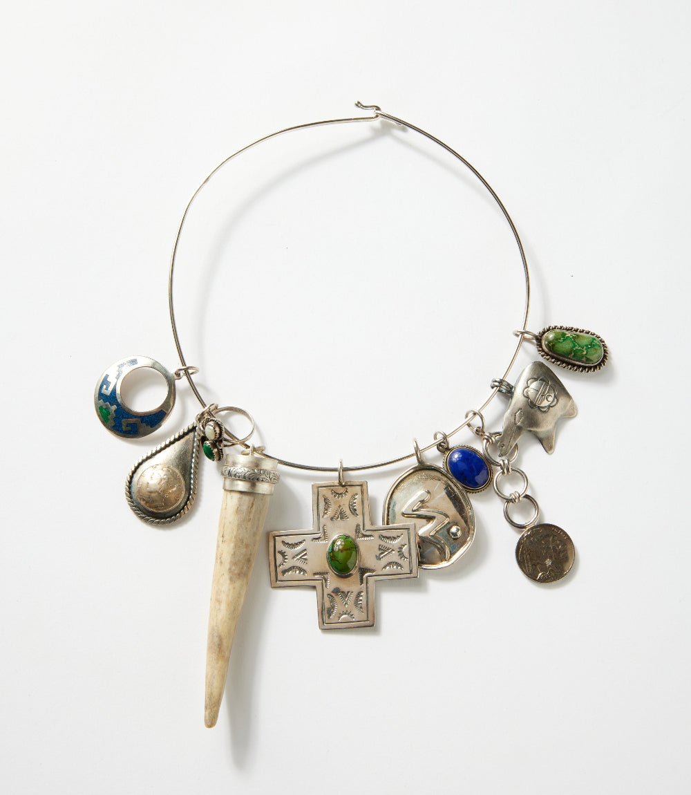 Lapis & Green Turquoise, Horn And Silver Necklace
