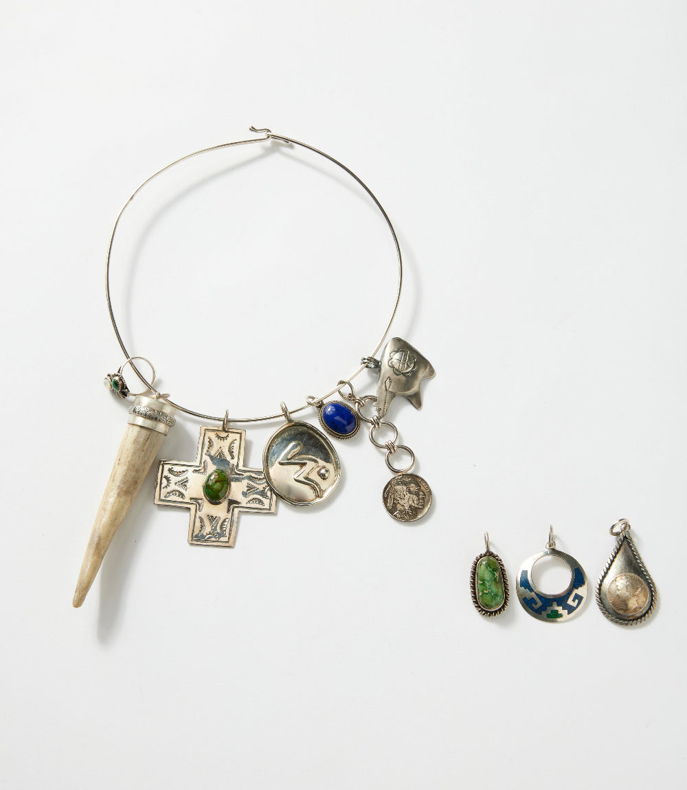 Lapis & Green Turquoise, Horn And Silver Necklace