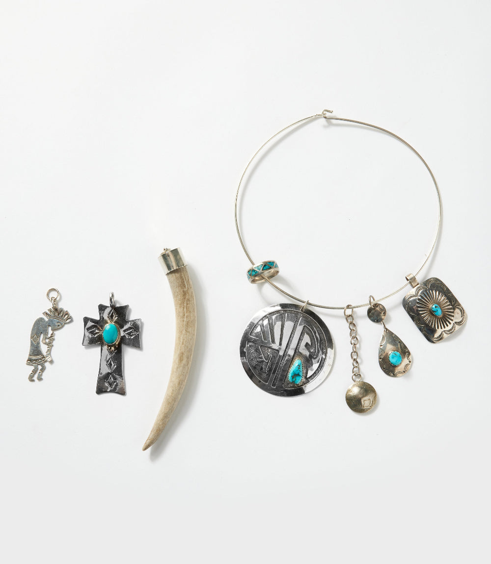 Turquoise, Horn & Native American Motif Necklace