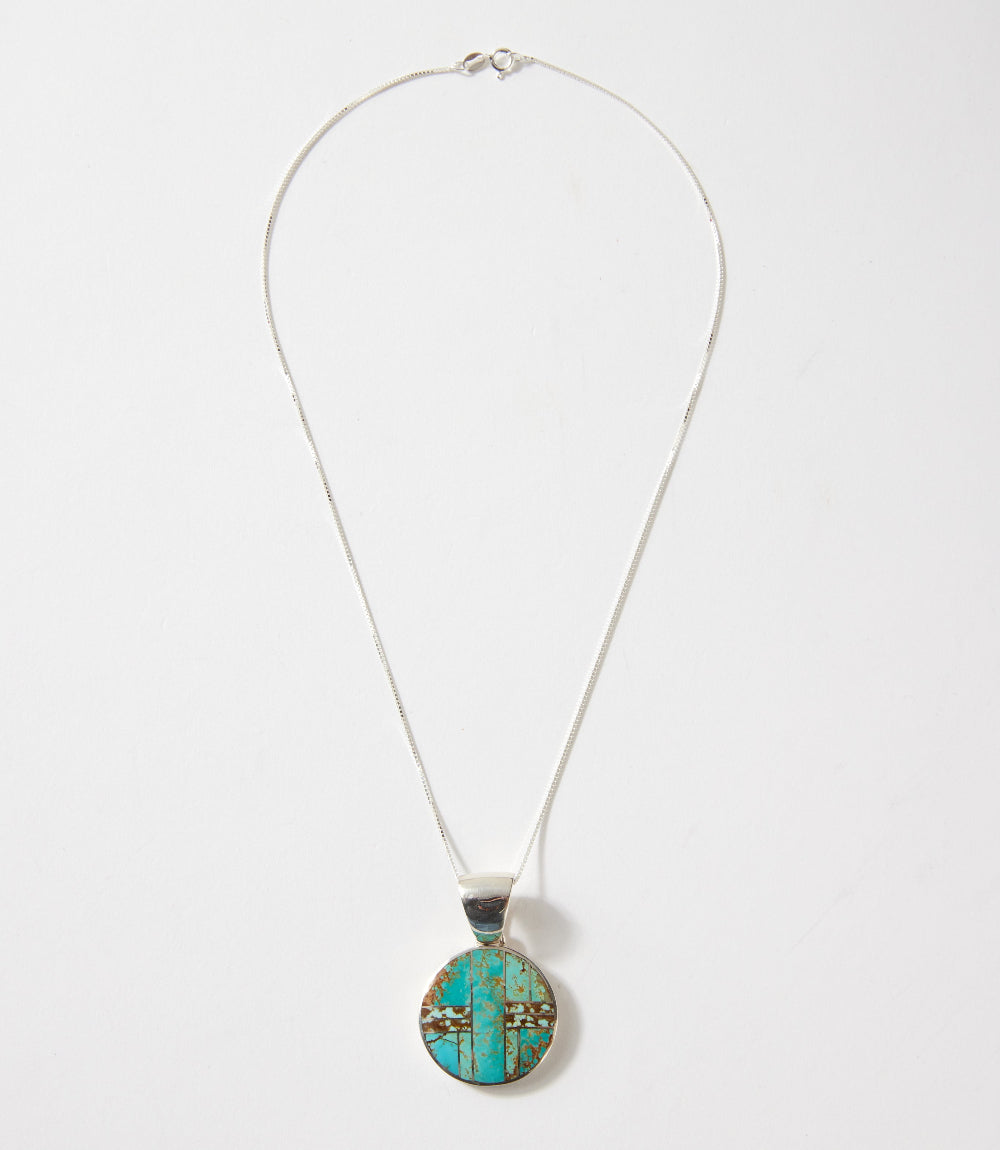 Number 8 Turquoise Inlay Pendant Necklace